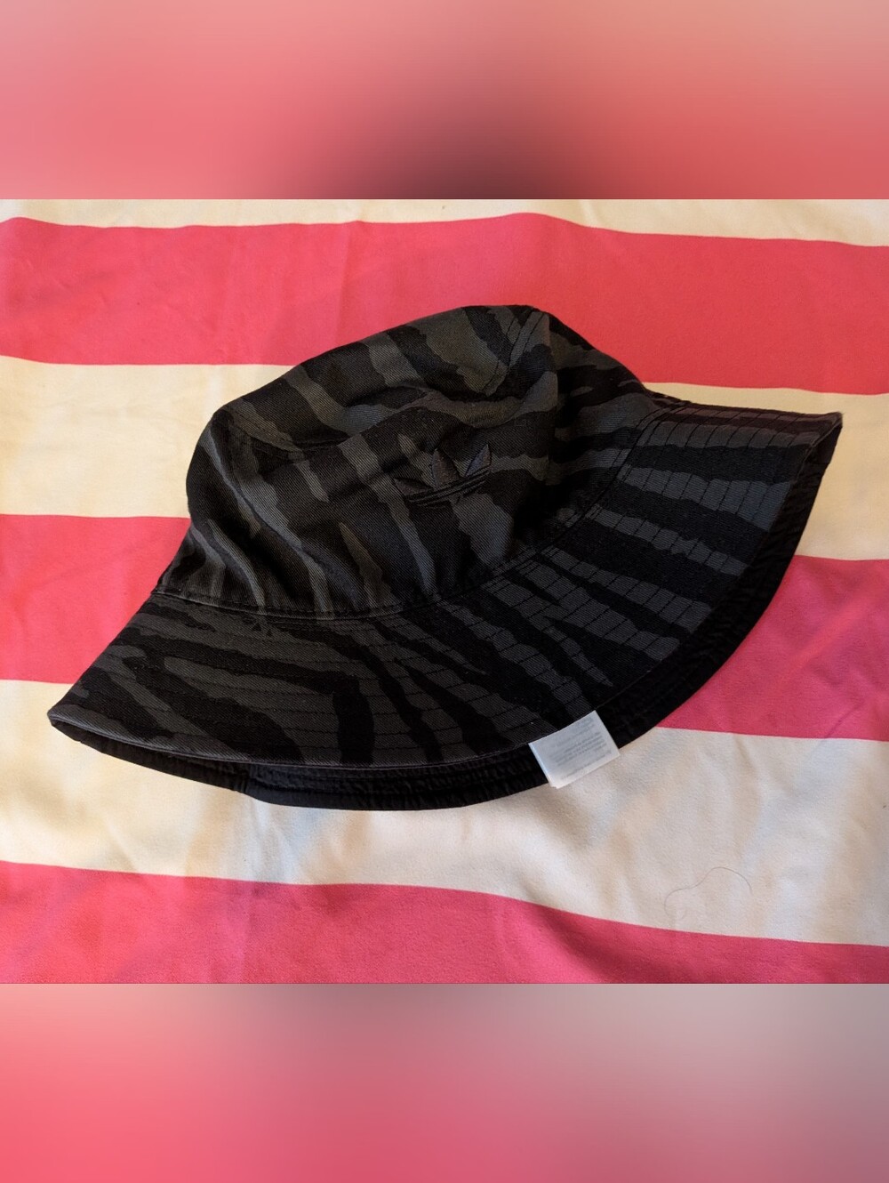Adidas Black Zebra Print Bucket Hat